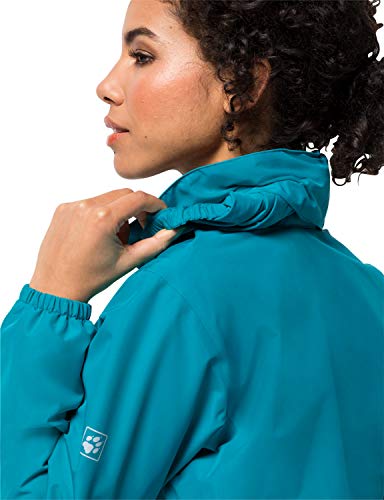 Jackwolfskin Stormy Point Jacket W Chaqueta Impermeable Transpirable, Turquesa (Dark Cyan), Extra-Large para Mujer