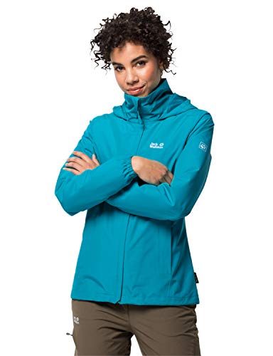 Jackwolfskin Stormy Point Jacket W Chaqueta Impermeable Transpirable, Turquesa (Dark Cyan), Extra-Large para Mujer