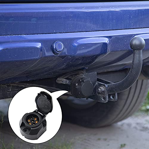 JAHEMU Enchufe de Remolque 7 Pines Adaptador Conector de Enchufe Zócalo para Caravana Remolque Accesorios para Caravana, Coche, camión, Porta bicis - 2 Piezas