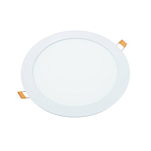 JANDEI - 5x Downlight LED 18W Redondo Plano De Empotrar, Aluminio Aro Blanco Mate, Para Hueco De 200-205mm Blanco (4200K, 5)