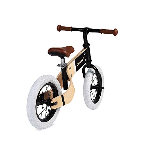 Janod - Bicicleta Sin Pedales de Madera y Metal Deluxe - Look Retro Nórdico - Desarrolla el Equilibrio y la Autonomía - Sillín Ajustable y Neumáticos Inflables - A partir de 3 Años, J03281