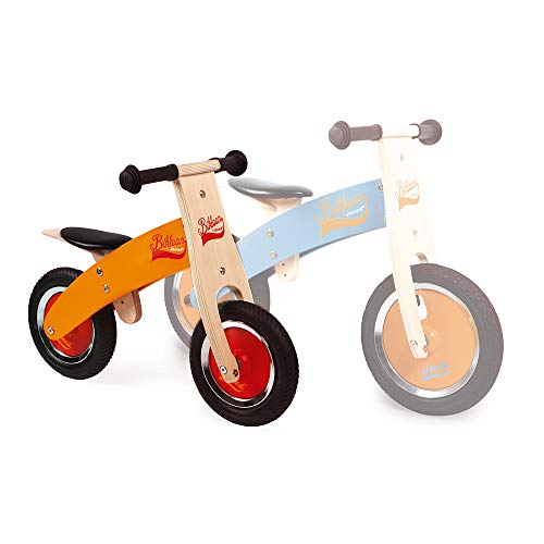 Janod - My First Little Bikloon - Bicicleta sin Pedales de Madera, Ideal para Desarrollar el Equilibrio y La Autonomía - Desde Los 2 Años (Naranja y Rojo), J03263