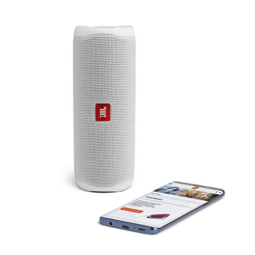 JBL Flip 5 - Altavoz inalámbrico portátil con Bluetooth, speaker resistente al agua (IPX7), JBL PartyBoost, hasta 12h de reproducción con sonido de calidad, blanco