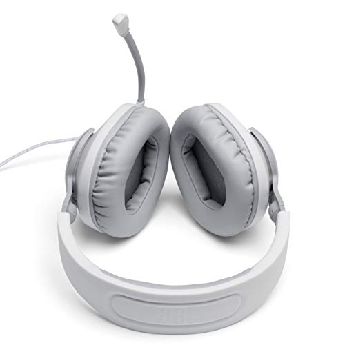 JBL Quantum 100 Auriculares para gamers con sonido QuantumSOUND, micrófono Boom y, diseño ligero y cómodo a la par que llamativo, compatible con múltiples plataformas, en blanco