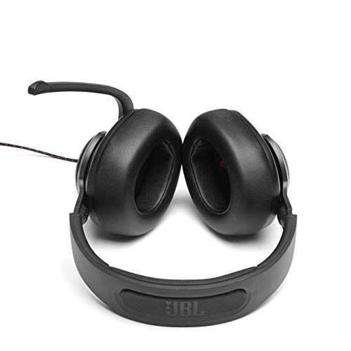 JBL Quantum 200 Auriculares para gamers con sonido QuantumSOUND y micrófono, con un diseño llamativo, compatible con múltiples plataformas, en negro