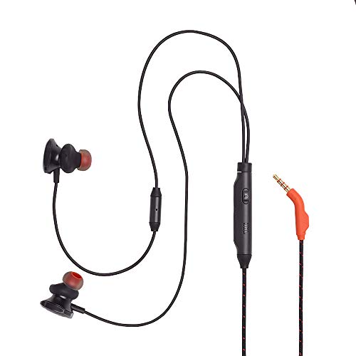 JBL Quantum 50 Auriculares intraaurales para videojuegos, con potenciador de sonido y silenciador de micrófono para hacer tus partidas más divertidas, compatible con todas las plataformas, en negro