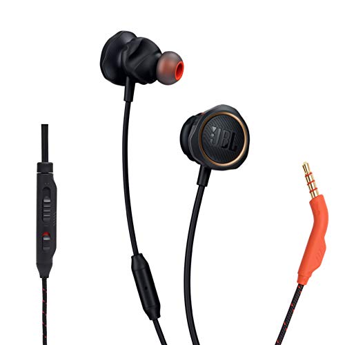 JBL Quantum 50 Auriculares intraaurales para videojuegos, con potenciador de sonido y silenciador de micrófono para hacer tus partidas más divertidas, compatible con todas las plataformas, en negro