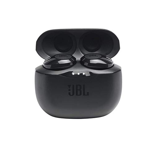 JBL Tune 125 TWS Auriculares intraaurales True Wireless con Bluetooth, Sonido Pure Bass y modo Dual Connect, hasta 32 hrs de música con estuche de carga, negro