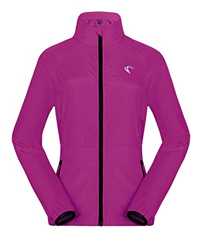 J.CARP chamarra cortavientos para mujer, superligera y visible, al aire libre, para ciclismo y correr, Large, Púrpura