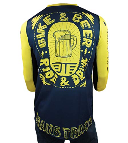 Jeanstrack Bike & Beer Camiseta técnica MTB, Unisex Adulto, Amarillo, L