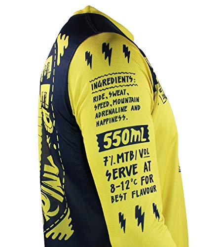 Jeanstrack Bike & Beer Camiseta técnica MTB, Unisex Adulto, Amarillo, L