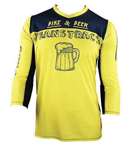 Jeanstrack Bike & Beer Camiseta técnica MTB, Unisex Adulto, Amarillo, L