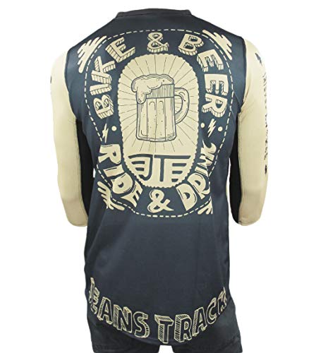 Jeanstrack Bike & Beer Camiseta técnica MTB, Unisex Adulto, Stone, XL