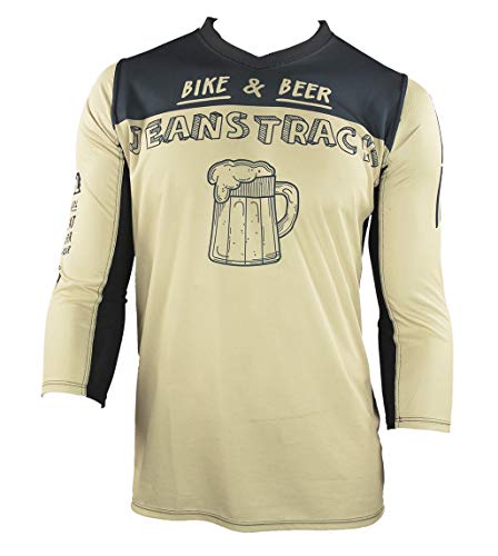 Jeanstrack Bike & Beer Camiseta técnica MTB, Unisex Adulto, Stone, XL
