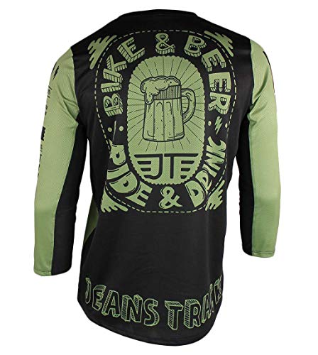 Jeanstrack Bike & Beer Camiseta técnica MTB, Unisex Adulto, Verde, XL