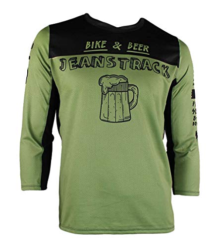 Jeanstrack Bike & Beer Camiseta técnica MTB, Unisex Adulto, Verde, XL