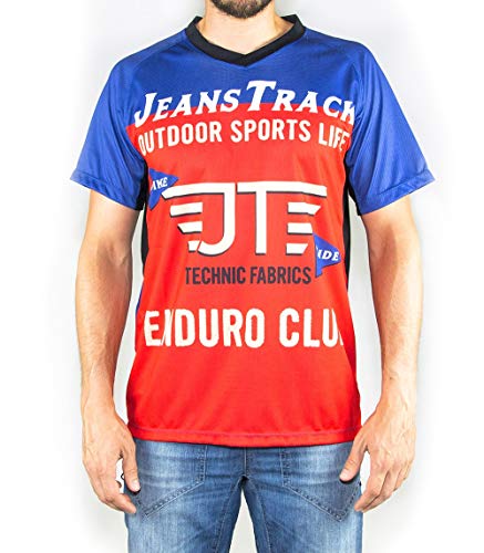 Jeanstrack Enduro Extr Camiseta técnica MTB, Rojo y Azul, L