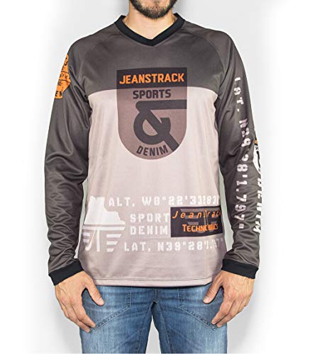 Jeanstrack Trick Camiseta técnica MTB, Beige y Marron, XL