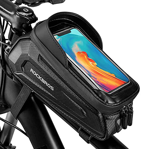 JEJA Bolsa para Cuadro de Bicicleta, Bolsa Bicicleta Resistente al Agua, 6,5 Pulgadas Funda para el Marco del Teléfono Móvil con Ventana Táctil, para Todos los Tipos de Bicicletas