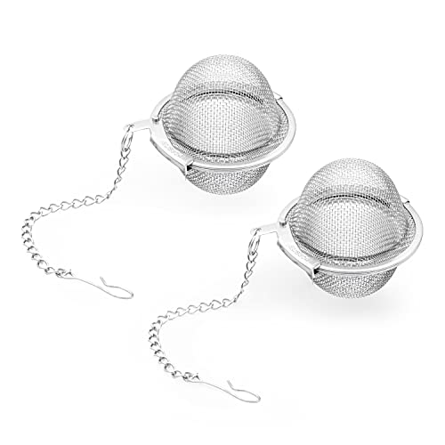 JEJA Infusor de Té 2 Piezas, Bolas Infusoras de 304 Acero Inoxidable, Colador De Té Creativo Esférico con Gancho de Cadena, 5cm, para Té de Hojas Sueltas, Especias y Condimentos