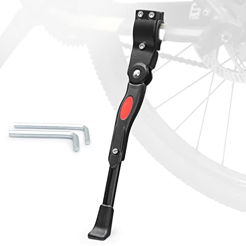 JEJA Pata de Cabra para Bicicleta, Aluminio Universal Ajustable Retroceso de Bici Caballete con Pie de Goma Antideslizante, para de Rueda 24-28 Pulgadas, MTB Montaña Carreter Plegables Bicicletas