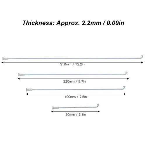 Jenngaoo 10 Uds 13G Radios de Bicicleta Radios de Acero Inoxidable 2,2mm de Espesor Accesorios de Radios de Bicicleta de Montaña(220mm)