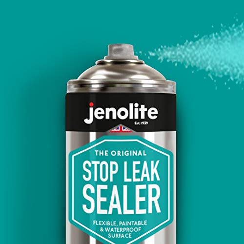 JENOLITE Detener el sellador de fugas - Spray sellador para evitar fugas - Sella fugas en canalones, tuberías, desagües, etc - negro - 400ml