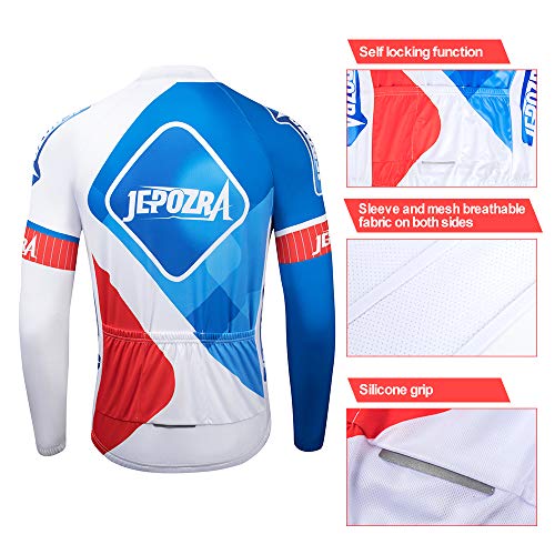 JEPOZRA Ciclismo Manga Larga Conjunto Para Hombre Respirable Al Aire Libre Bicicleta Maillot Almohadilla Gel Deportiva Ciclista Jersey Secado RáPido Bicicleta Ropa