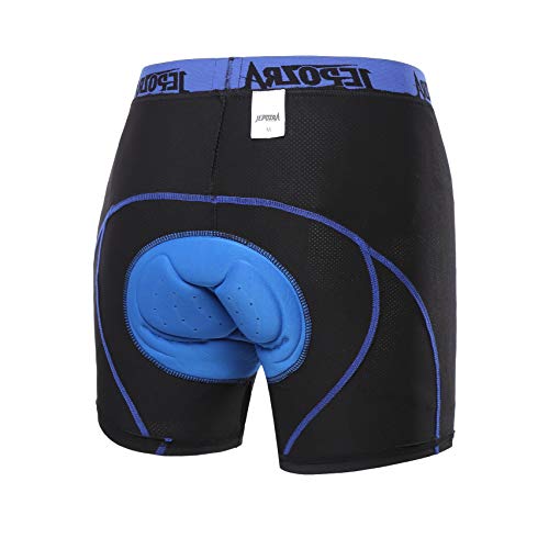 JEPOZRA Ciclismo Pantalones Cortos de Bicicleta 4D Gel de sílice Acolchado Ciclismo Calzoncillos Ropa Interior de Bicicleta MTB Bicicleta Pantalones Cortos(L, Azul)