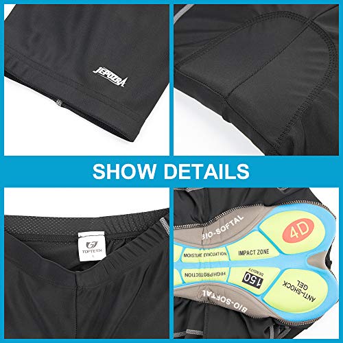 JEPOZRA Culotte Ciclismo Hombre con Badana Gel Pantalon Cortos Ciclista Pantalones Cortas MTB Endura Transpirable de Secado Rápido Mountain Bike Shorts (Negro, M)