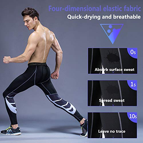 JEPOZRA Leggings Hombre Pantalones Deportivos Hombre Sundried Medias Entrenamiento,Pantalón de Compresión Secado Rápido Pantalones Deporte Mallas Largas para Running Fitness Yoga