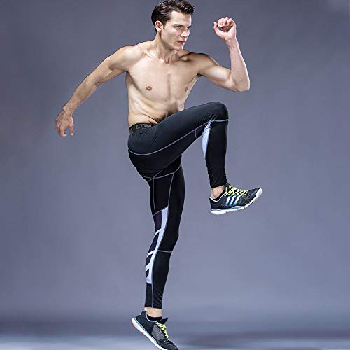 JEPOZRA Leggings Hombre Pantalones Deportivos Hombre Sundried Medias Entrenamiento,Pantalón de Compresión Secado Rápido Pantalones Deporte Mallas Largas para Running Fitness Yoga