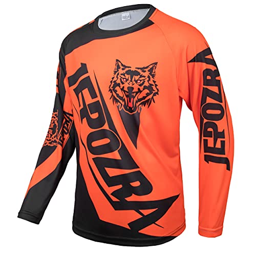 JEPOZRA Maillot Descenso Hombre Verano MTB Manga Larga Bicicleta Downhill Deportes al Aire Libre Camiseta Ciclismo Motocross Ropa Tops