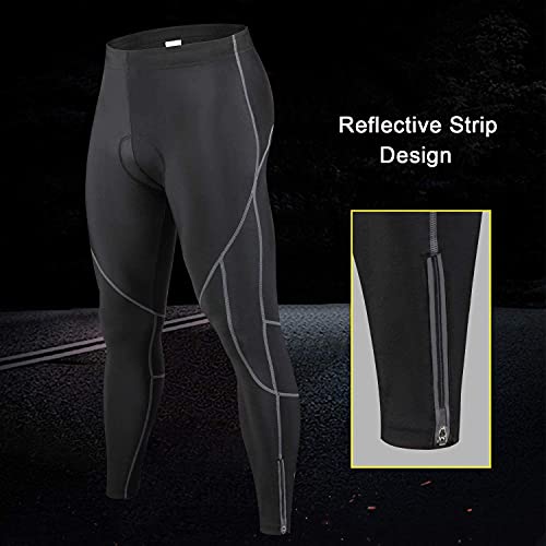 JEPOZRA Pantalones de Ciclismo de Invierno para Hombre, Largos con Acolchado de Gel 4D, para Bicicleta de montaña, Transpirables, de compresión, térmicos, Pantalones Deportivos