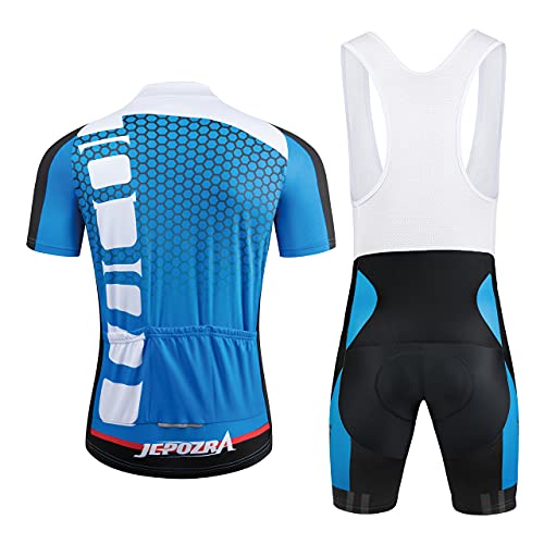 JEPOZRA Traje Ciclismo Hombre Verano Conjunto Bicicleta Ropa MTB Maillot Bici Manga Corta y Culotte Ciclista con Badana Gel