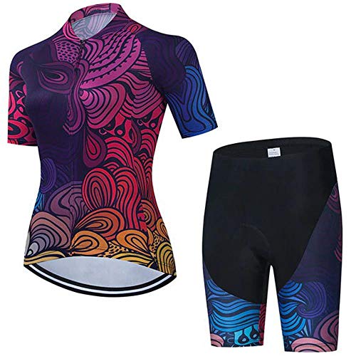 Jersey de ciclismo de verano para mujer y pantalones cortos de equitación acolchados de manga corta ropa de ciclismo trajes de secado rápido