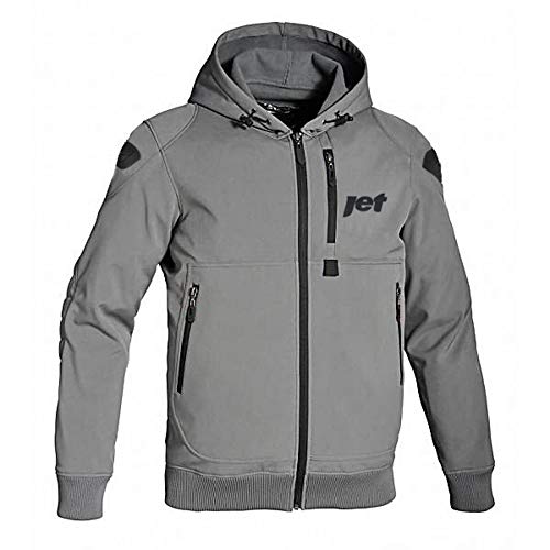 JET Chaqueta Moto Capucha Hoodie Verano con Armadura Soft Shell (3XL (EU 56 - 58), Gris)