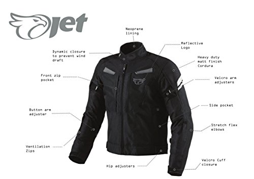 JET Chaqueta Moto Hombre Impermeable Textil con Armadura Multi Funcional Negro