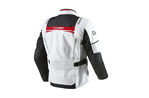 JET Chaqueta Moto Hombre Textil Impermeable con Armadura Aquatex (S (EU 46 - 48), Blanco Rojo)