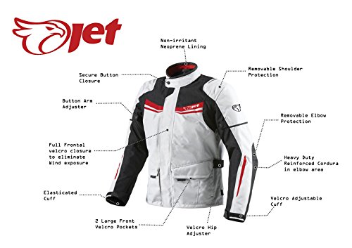 JET Chaqueta Moto Hombre Textil Impermeable con Armadura Aquatex (S (EU 46 - 48), Blanco Rojo)