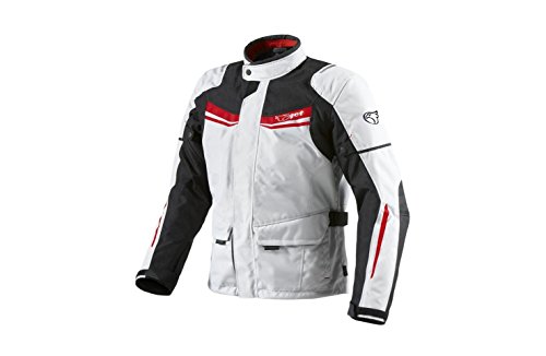 JET Chaqueta Moto Hombre Textil Impermeable con Armadura Aquatex (S (EU 46 - 48), Blanco Rojo)