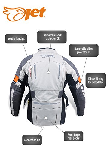 JET Chaqueta Moto Hombre Textil Impermeable con Armadura Gris Plateado