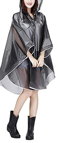 Jetai Mujer Chubasquero Poncho, Impermeable y Portátil transparente Impermeable de motocicleta EVA Unisex Bicicleta Lluvia Poncho Acampada ,Impermeable Raincape