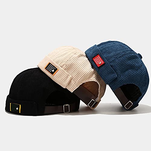 JFAN Gorras de Hombre Gorro Retro Personalizado Gorro de Hip-Hop de Moda Gorro de Tendencia callejera Unisex de Todos los Partidos(C-Negro,56-58cm)