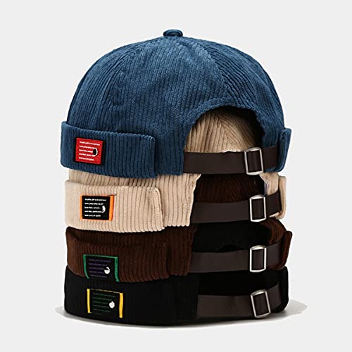 JFAN Gorras de Hombre Gorro Retro Personalizado Gorro de Hip-Hop de Moda Gorro de Tendencia callejera Unisex de Todos los Partidos(C-Negro,56-58cm)