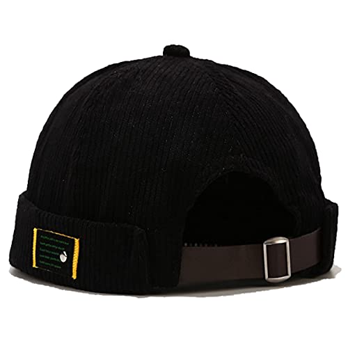 JFAN Gorras de Hombre Gorro Retro Personalizado Gorro de Hip-Hop de Moda Gorro de Tendencia callejera Unisex de Todos los Partidos(C-Negro,56-58cm)