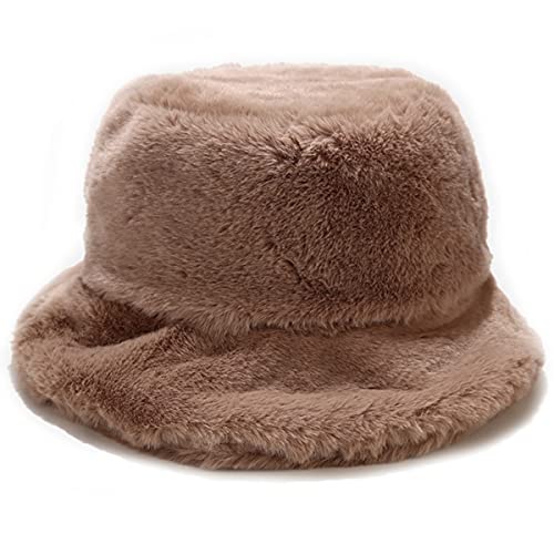 JFAN Gorros de Invierno Lindo Sombrero de Cubo Grande y Peludo para Adulto Gorra de Pescador de Moda, Cachi