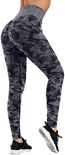 JFAN Pantalones de Yoga para Mujer Sujetador de Yoga Camuflaje de Cintura Leggings de Compresión Ropa Deportiva para Deportes de Gimnasio, Sujetador y Pantalones Venden por Separado