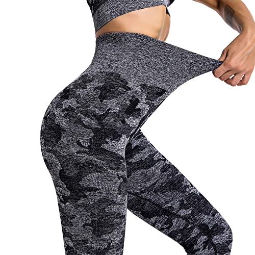 JFAN Pantalones de Yoga para Mujer Sujetador de Yoga Camuflaje de Cintura Leggings de Compresión Ropa Deportiva para Deportes de Gimnasio, Sujetador y Pantalones Venden por Separado