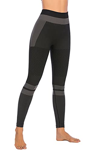 JFAN Pantalones de Yoga Súper Elásticos Cintura Alta para Mujer Mallas de Yoga Costuras con Control de Abdomen para Entrenamiento de Gimnasio